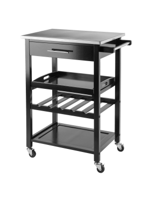 Anthony Stainless Steel Top Kitchen Cart Wood/black - Winsome