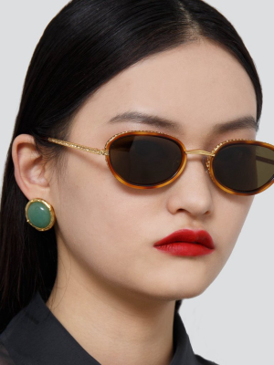 Area 1 Oval Sunglasses In Tortoiseshell And Yellow Gold