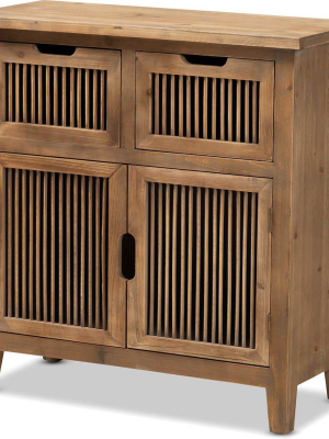 Claudia 2-door And 2-drawer Spindle Storage Cabinet Brown