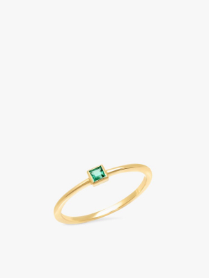 Emerald Princess Cut Pinky Ring