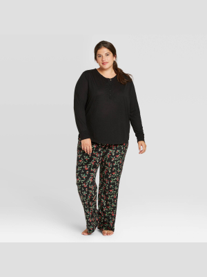 Women's Plus Size Henley Pajama Set - Stars Above™