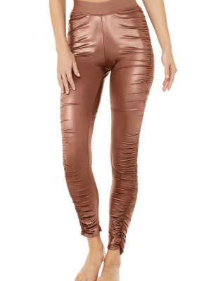 High-waist Cinched Legging -  Chestnut Shine