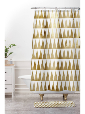 Georgiana Paraschiv Triangle Pattern Shower Curtain Gold - Deny Designs