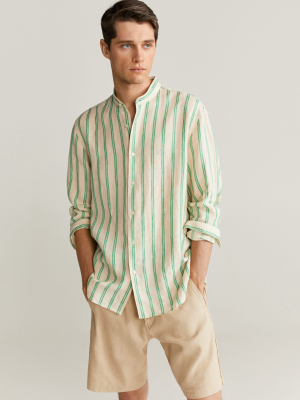 100% Linen Striped Regular Fit Shirt