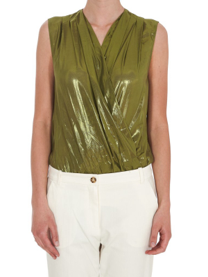 Pinko Metallic Sleeveless Wrap Bodysuit