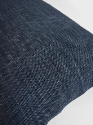 Midnight Blue Belgian Linen Pillow, Lumbar