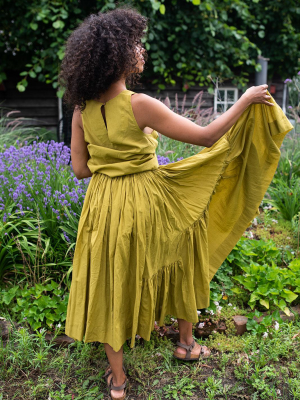 Canary Yellow Cami Top With Gathered Skirt (set)