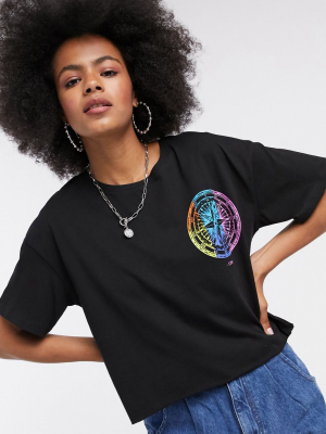 Noisy May T-shirt With Multicoloured Logo In Black