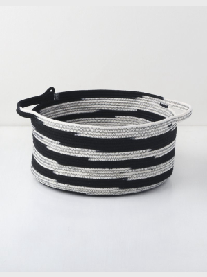 Black And White Handled Rope Basket