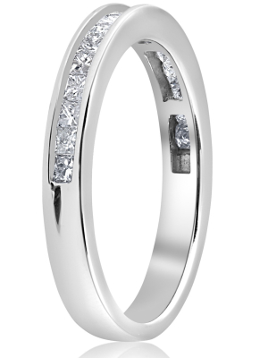 Pompeii3 1/2ct Diamond Princess Cut Channel Set Wedding Ring 10k White Gold