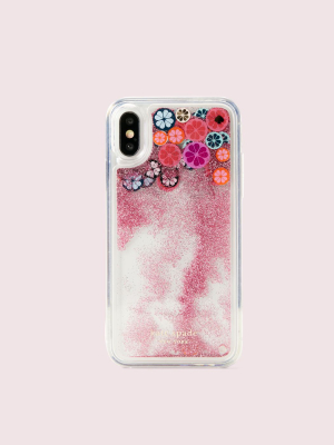 Spade Flower Liquid Glitter Iphone Xs Case