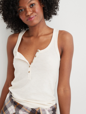 Aerie No Bs Waffle Henley Tank Top