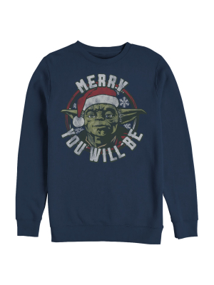 Men's Star Wars Christmas Yoda Merry You Will Be Sweatshirt