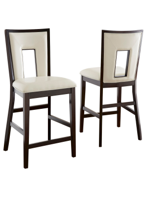 Set Of 2 Broward Counter Height Dining Chairs Wood/white/brown - Steve Silver Company