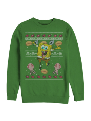 Men's Spongebob Squarepants Ugly Christmas Jellyfish Sweatshirt