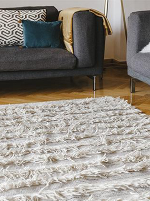 White Fringe Wool Runner/rug