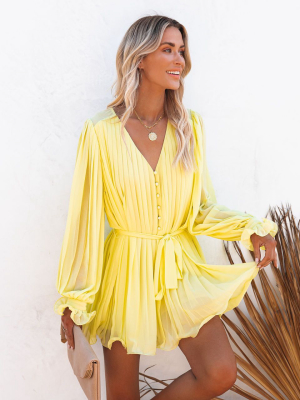 Found Love Pleated Romper - Yellow