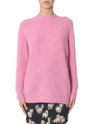 Msgm Embellished Diamond Effect Sweater