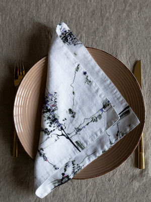 Cherry Bloom Print Linen Table Napkins