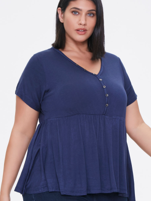 Plus Size Shirred-hem Top