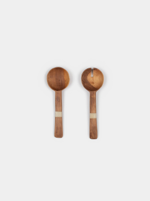 Bone Inlay Salad Servers S/2