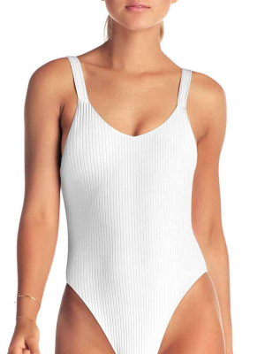 Vitamin A Ecorib Leah Full Coverage One Piece Swimsuit In White