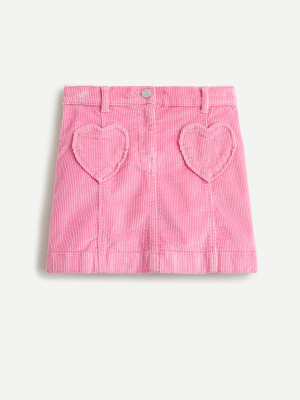 Girls' Corduroy Heart-pocket Skirt