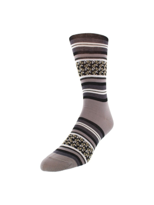 Men's Striped Graphic Dress Socks - Grey