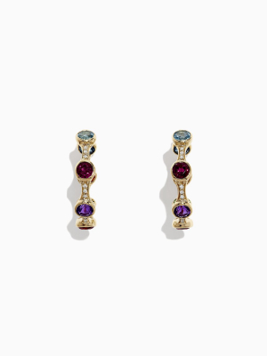 Effy Mosaic 14k Yellow Gold Multi Gemstone And Diamond Earrings, 4.69 Tcw