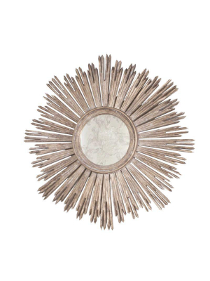 Margeaux Handcarved Silver Leaf Starburst Mirror