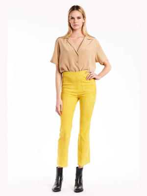 Citron Patch Pocket Suede Crop Flare