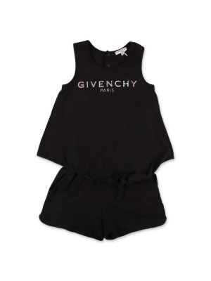 Givenchy Kids Logo Printed Sleeveless Playsuit