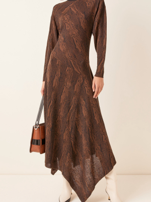 Asymmetric Jacquard Midi Dress