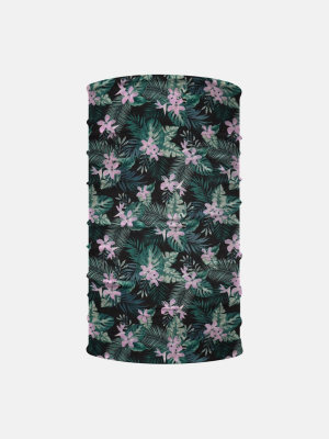 Purple Tropical Flowers Neck Gaiter