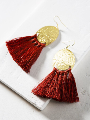 Nihira Tassel Earrings - Red