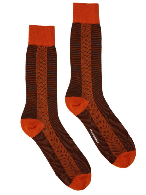 Men's Graphic Side Stripe Dress Socks - Orange