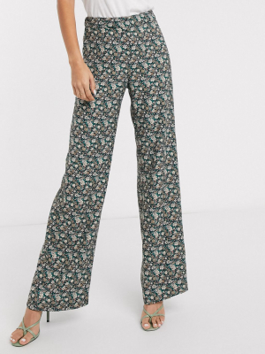 Mango Front Seam Tailored Pants In Floral Print