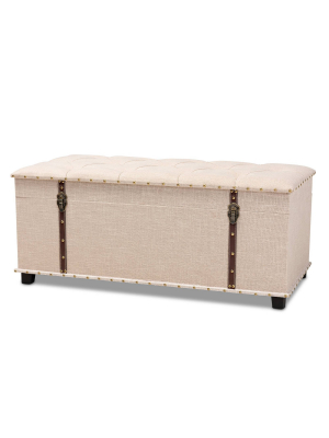 Kyra Fabric Upholstered Storage Trunk Ottoman - Baxton Studio