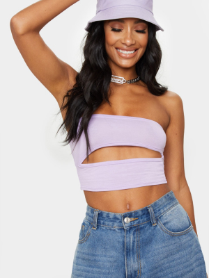 Lilac Jersey Bandeau Cut Out Crop Top