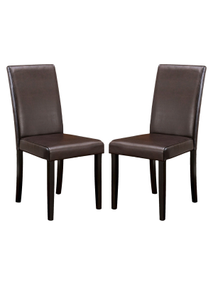 Set Of 2 Ryan Bonded Leather Dining Chair Brown - Christopher Knight Home