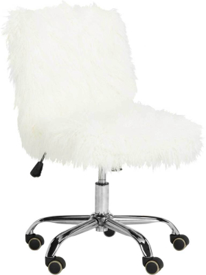 Whalen Faux Sheepskin Chrome Leg Swivel Chair