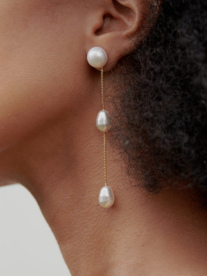 Gold Small Pearl Drop Earrings