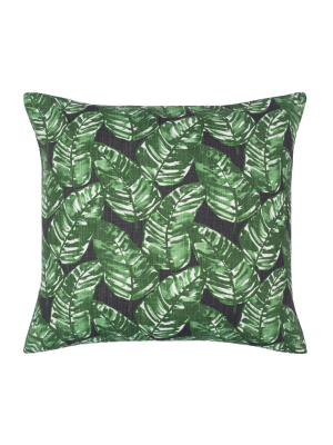 The Midnight Tropics Palm Leaf Square Throw Pillow