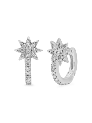 Star 18k White-gold And Diamond Huggies