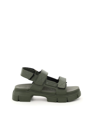 Ganni Velcro Logo Patch Sandals