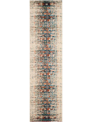 Monaco Washed Ivory/blue Runner Rug