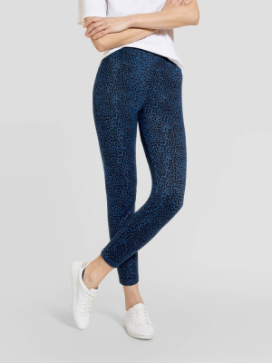 Hue Studio Women's Leopard Print Mid-rise Classic Denim Jean Leggings - Medium Wash