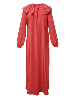 Long Sleeve Satin Midi Dress