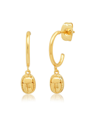 Tai Gold Hoop Earrings With Post Back - Mini Gold Charm