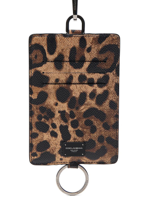 Dolce & Gabbana Leopard Print Strapped Cardholder